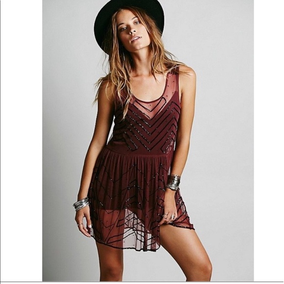 Free People Other - FREE PEOPLE | NWT Intimately Sheer Beaded Dress L